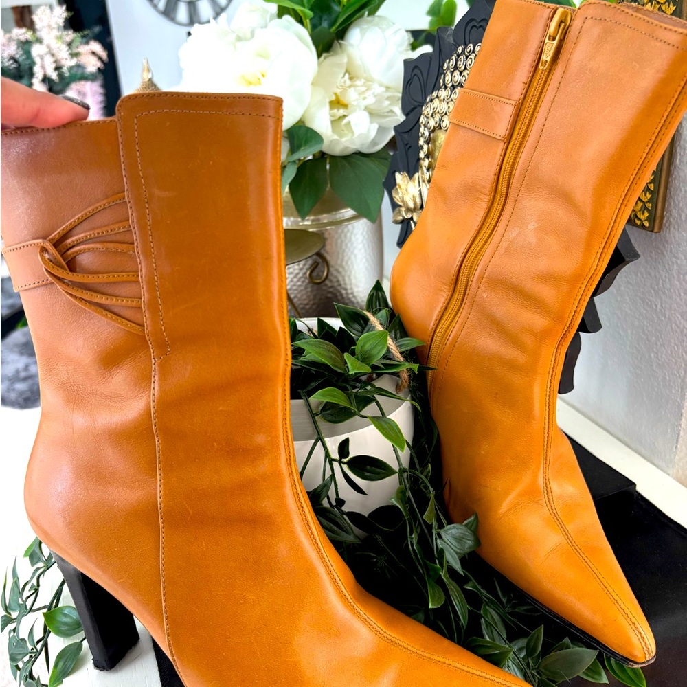 VINTAGE Boots MOORE Capellada Cuero All leather Cognac Made In Lima